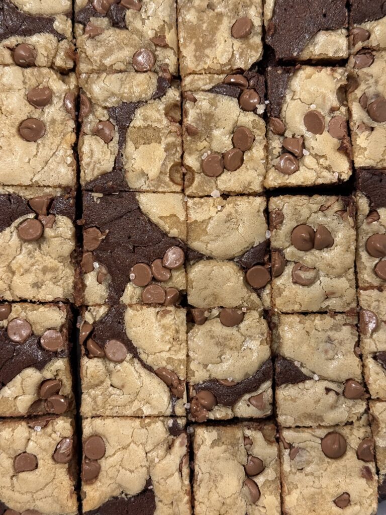 Brookies- half chocolate chip cookie, half brownie!